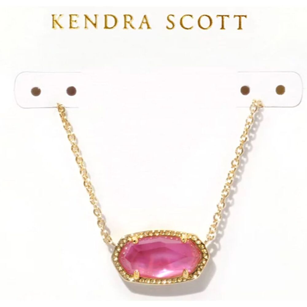 NWOT Kendra Scott Elisa Azalea Pink 14k Gold Necklace (October Birthstone)